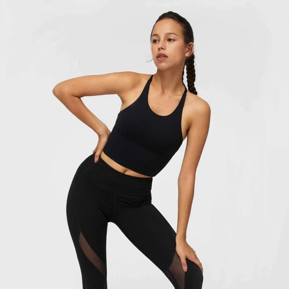 J.ING Carbon Black Strappy Ladder Back Bra Top